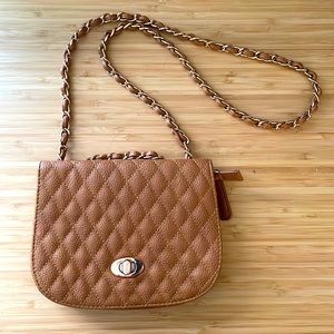 Small Tan Purse with Gold Details